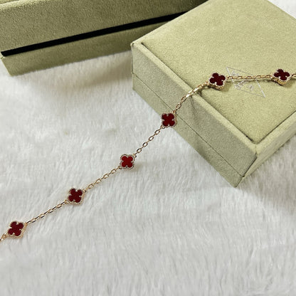[CiCi]CLOVER 6 MOTIF RED AGATE BRACELET
