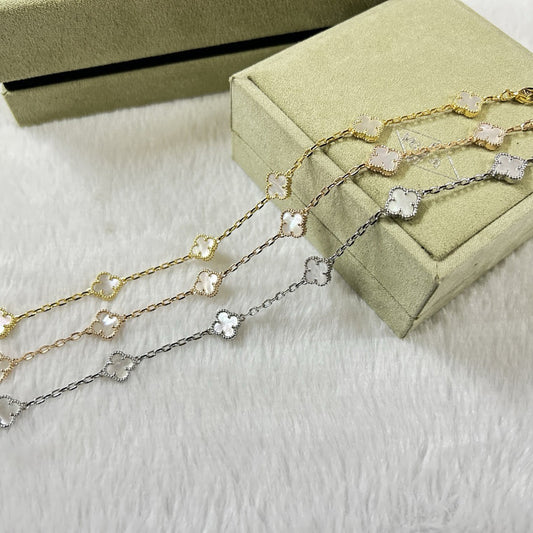 [CiCi]CLOVER 6 MOTIF WHITE MOP BRACELET