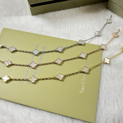 [CiCi]CLOVER 6 MOTIF WHITE MOP BRACELET
