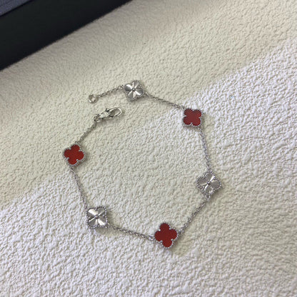 [CiCi]CLOVER 6 MOTIF RED AGATE LASER BRACELET