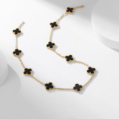 [CiCi]CLOVER 10 MOTIFS ONYX NECKLACE