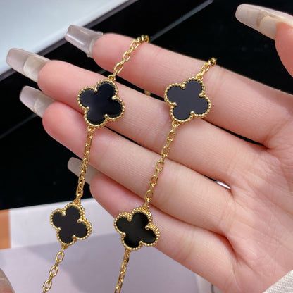 [CiCi]CLOVER 10 MOTIFS ONYX NECKLACE