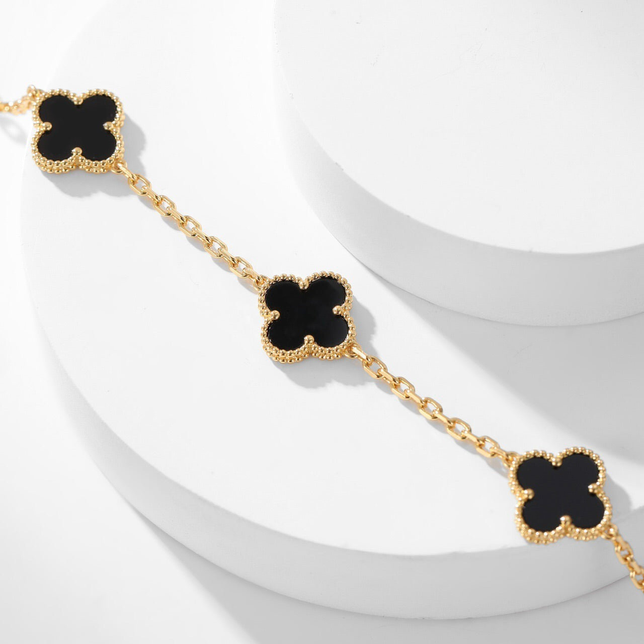 [CiCi]CLOVER 10 MOTIFS ONYX NECKLACE