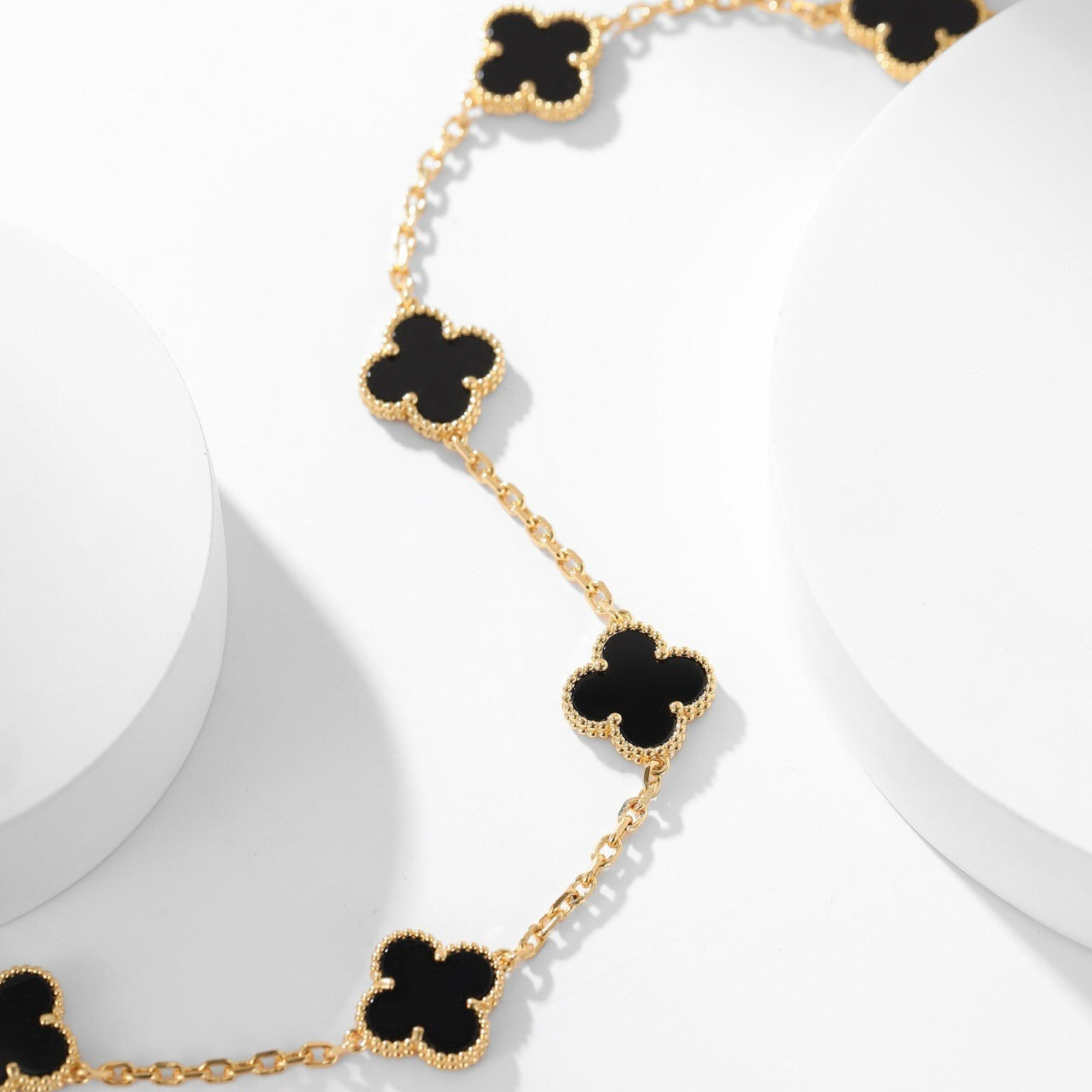[CiCi]CLOVER 10 MOTIFS ONYX NECKLACE