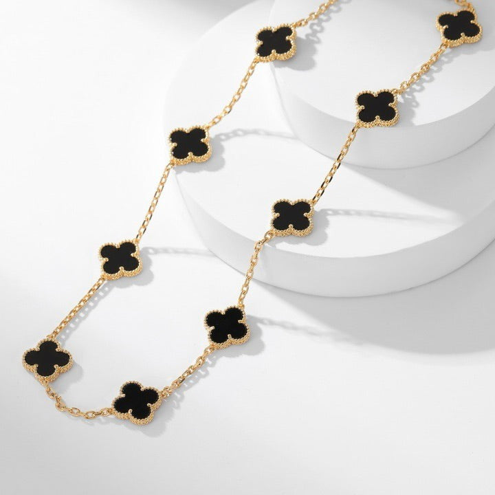 [CiCi]CLOVER 10 MOTIFS ONYX NECKLACE