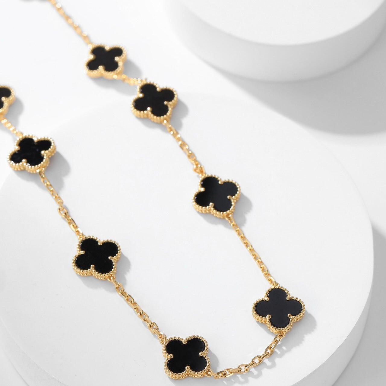[CiCi]CLOVER 10 MOTIFS ONYX NECKLACE
