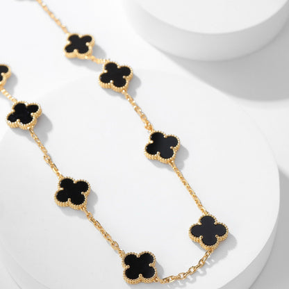 [CiCi]CLOVER 10 MOTIFS ONYX NECKLACE