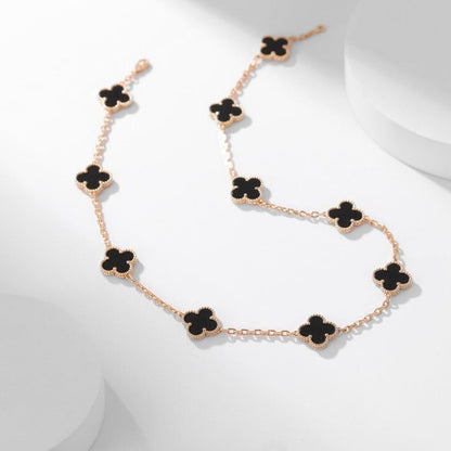 [CiCi]CLOVER 10 MOTIFS ONYX NECKLACE