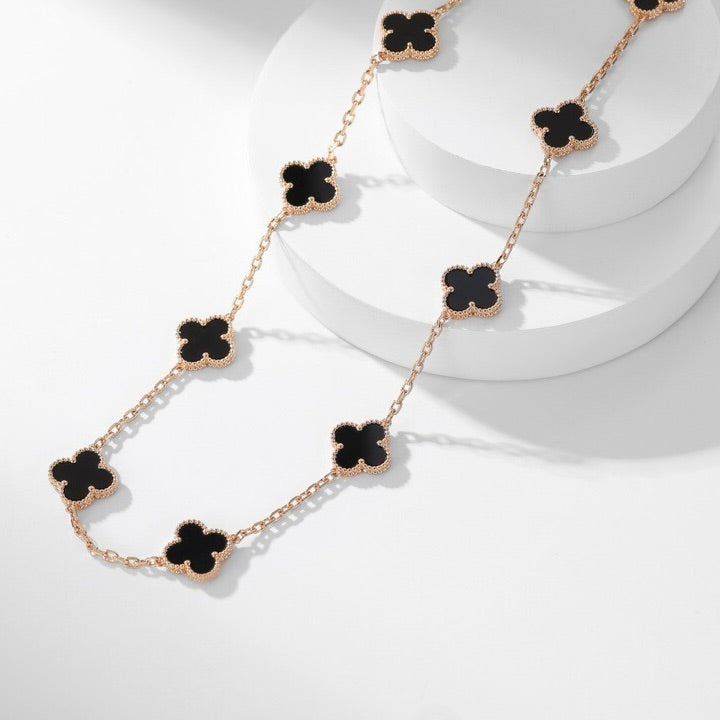 [CiCi]CLOVER 10 MOTIFS ONYX NECKLACE