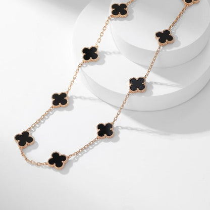 [CiCi]CLOVER 10 MOTIFS ONYX NECKLACE