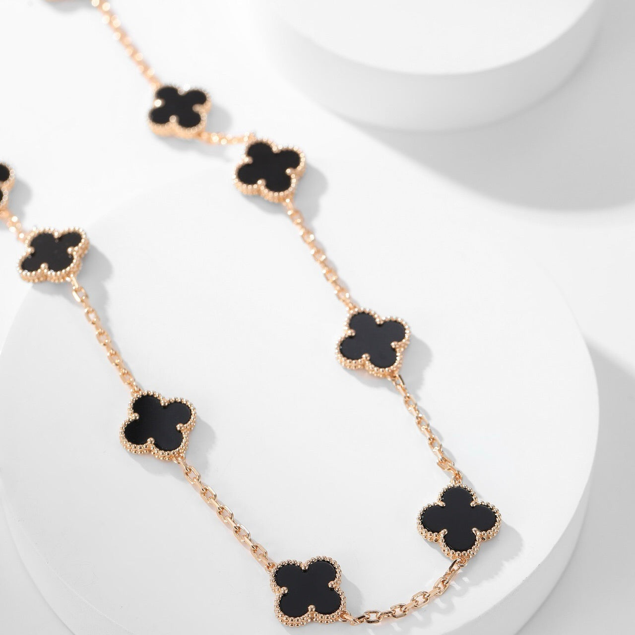 [CiCi]CLOVER 10 MOTIFS ONYX NECKLACE