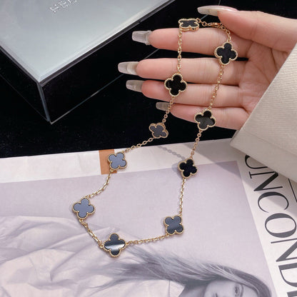 [CiCi]CLOVER 10 MOTIFS ONYX NECKLACE
