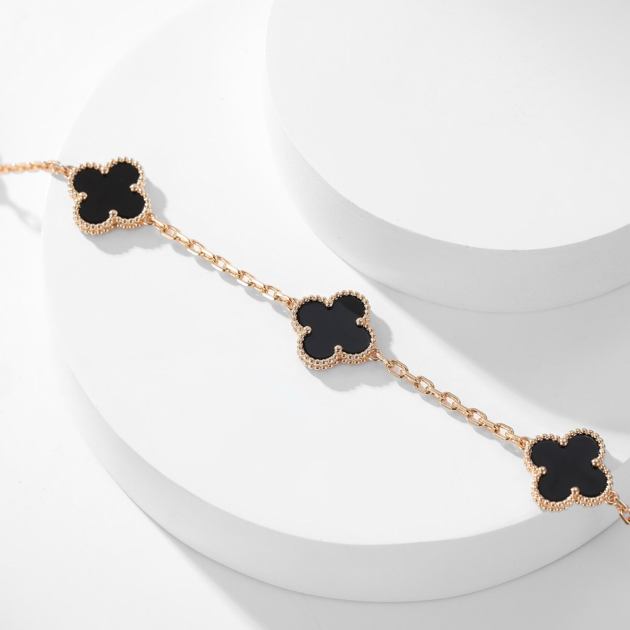 [CiCi]CLOVER 10 MOTIFS ONYX NECKLACE