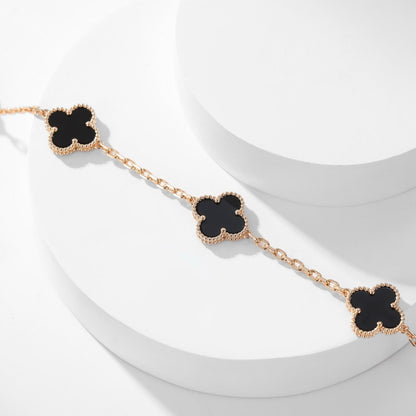 [CiCi]CLOVER 10 MOTIFS ONYX NECKLACE