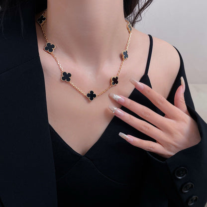 [CiCi]CLOVER 10 MOTIFS ONYX NECKLACE