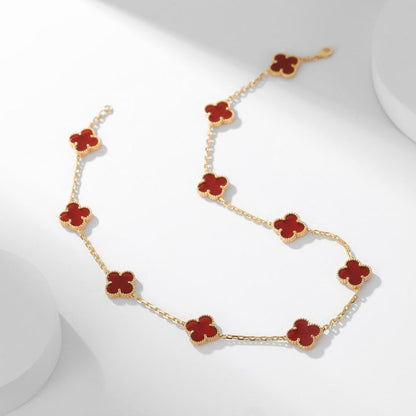 [CiCi]CLOVER 10 MOTIFS CARNELIAN NECKLACE