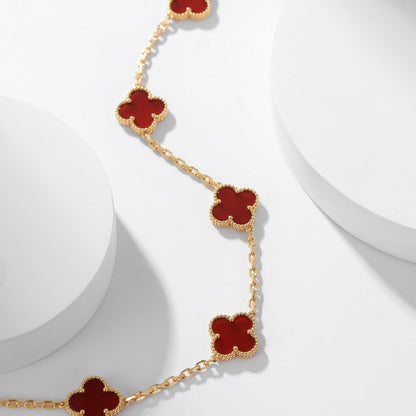 [CiCi]CLOVER 10 MOTIFS CARNELIAN NECKLACE