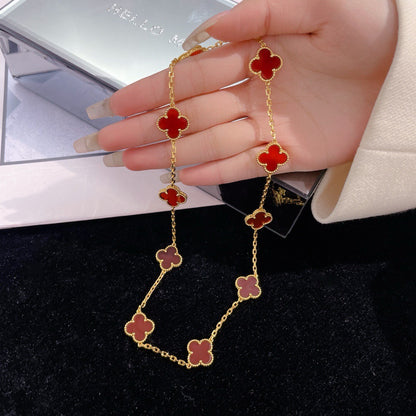 [CiCi]CLOVER 10 MOTIFS CARNELIAN NECKLACE