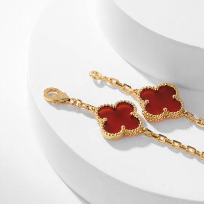 [CiCi]CLOVER 10 MOTIFS CARNELIAN NECKLACE