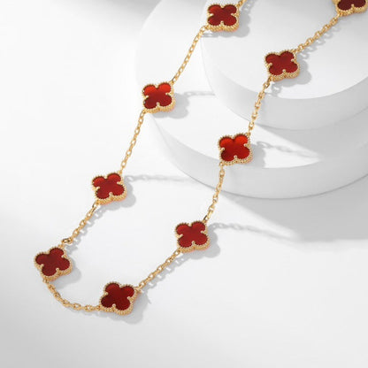 [CiCi]CLOVER 10 MOTIFS CARNELIAN NECKLACE