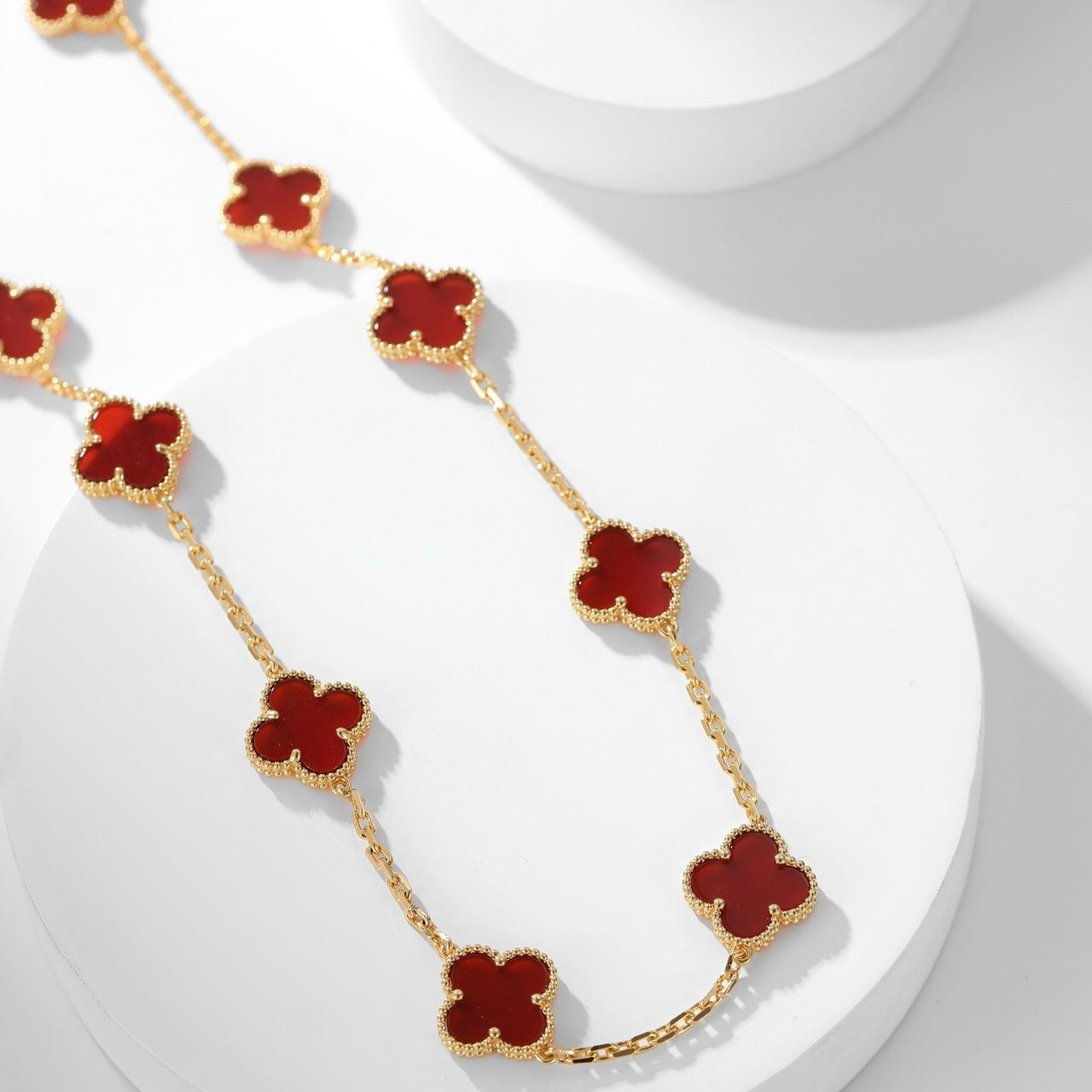[CiCi]CLOVER 10 MOTIFS CARNELIAN NECKLACE
