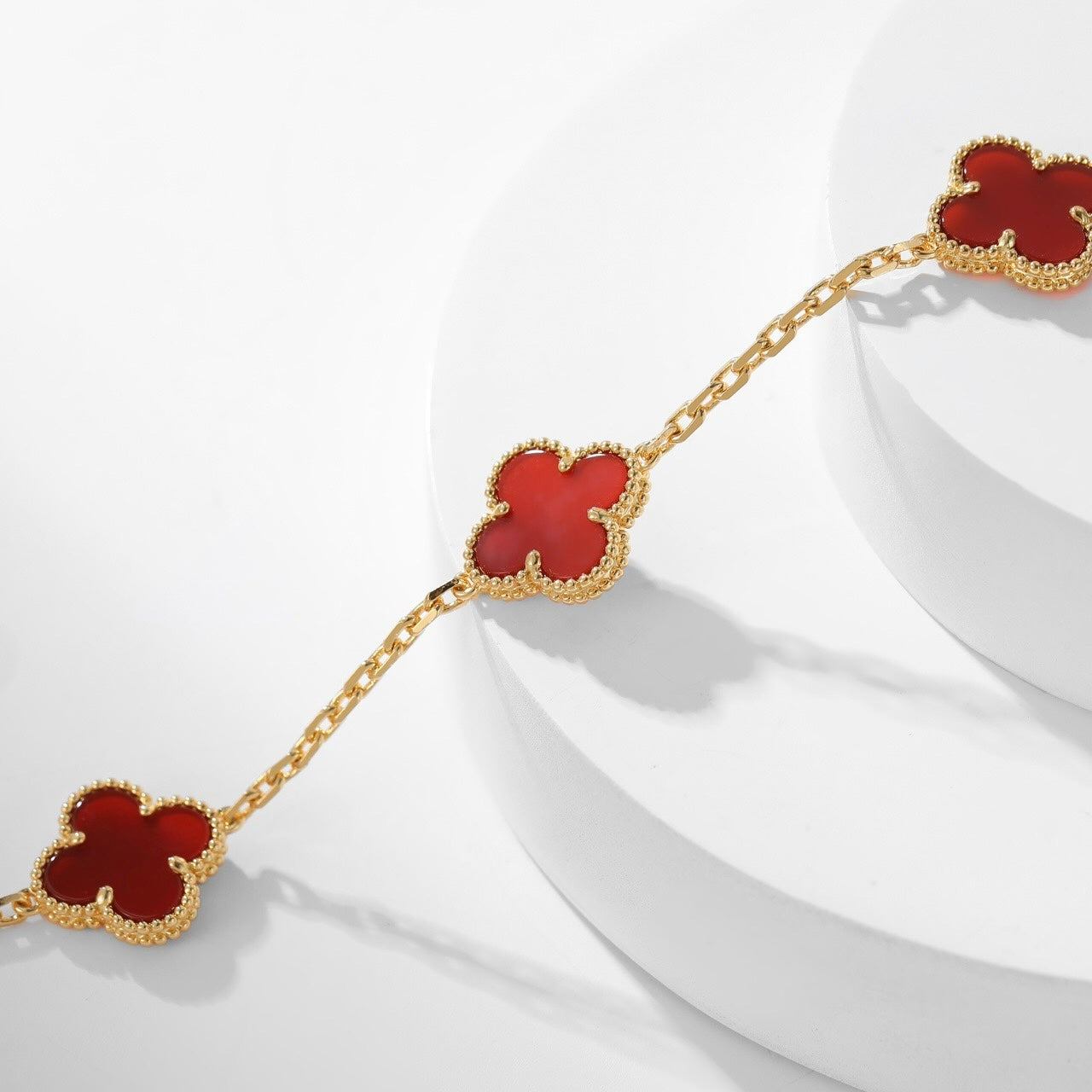 [CiCi]CLOVER 10 MOTIFS CARNELIAN NECKLACE