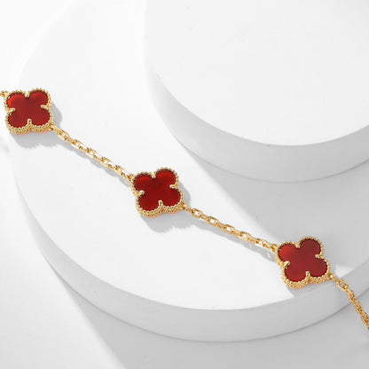 [CiCi]CLOVER 10 MOTIFS CARNELIAN NECKLACE