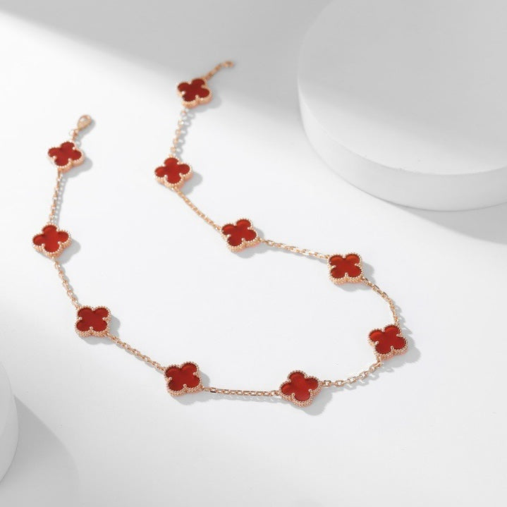 [CiCi]CLOVER 10 MOTIFS CARNELIAN NECKLACE