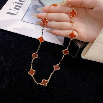 [CiCi]CLOVER 10 MOTIFS CARNELIAN NECKLACE