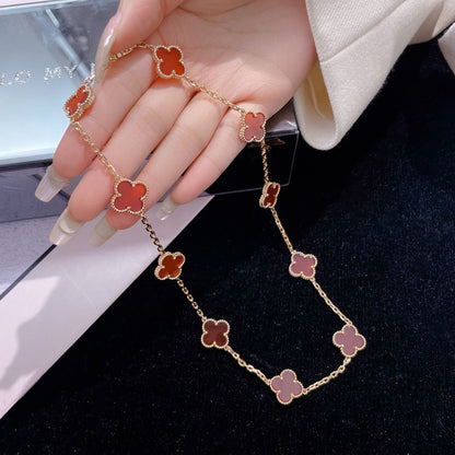 [CiCi]CLOVER 10 MOTIFS CARNELIAN NECKLACE