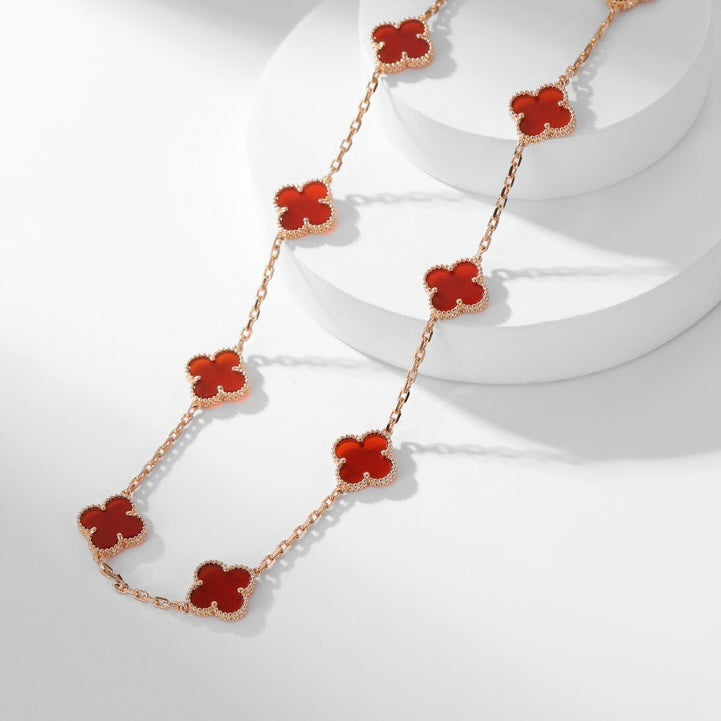 [CiCi]CLOVER 10 MOTIFS CARNELIAN NECKLACE