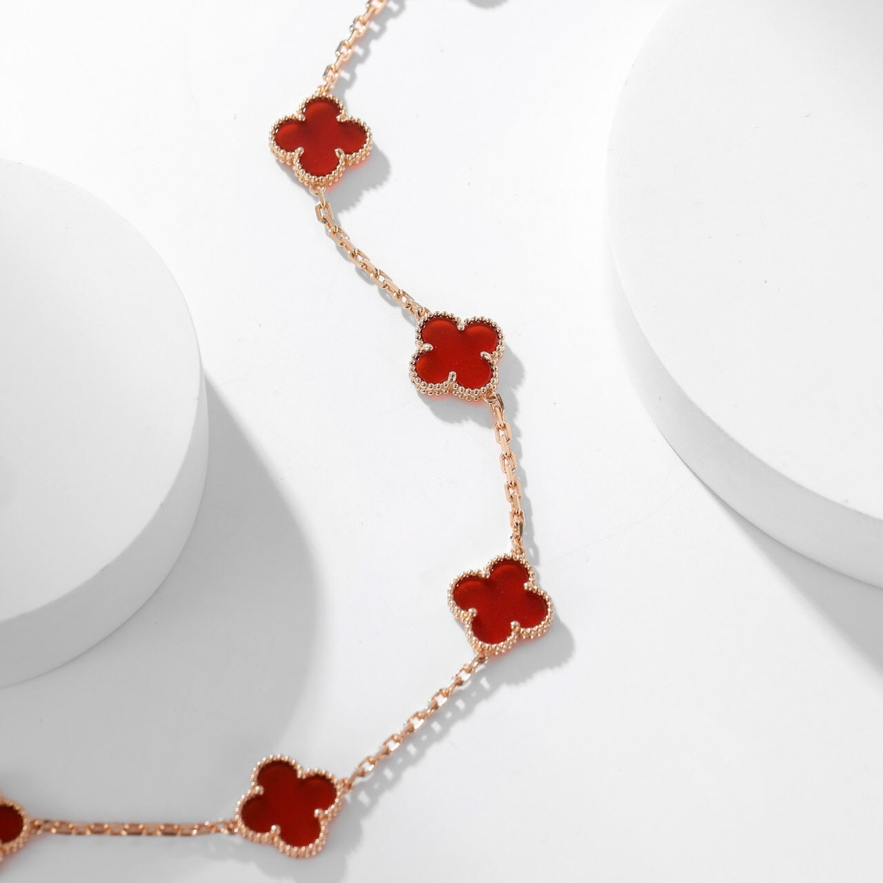 [CiCi]CLOVER 10 MOTIFS CARNELIAN NECKLACE