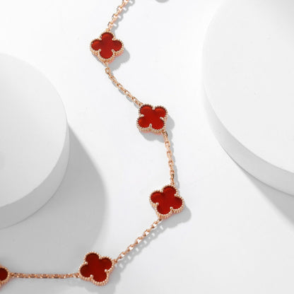 [CiCi]CLOVER 10 MOTIFS CARNELIAN NECKLACE
