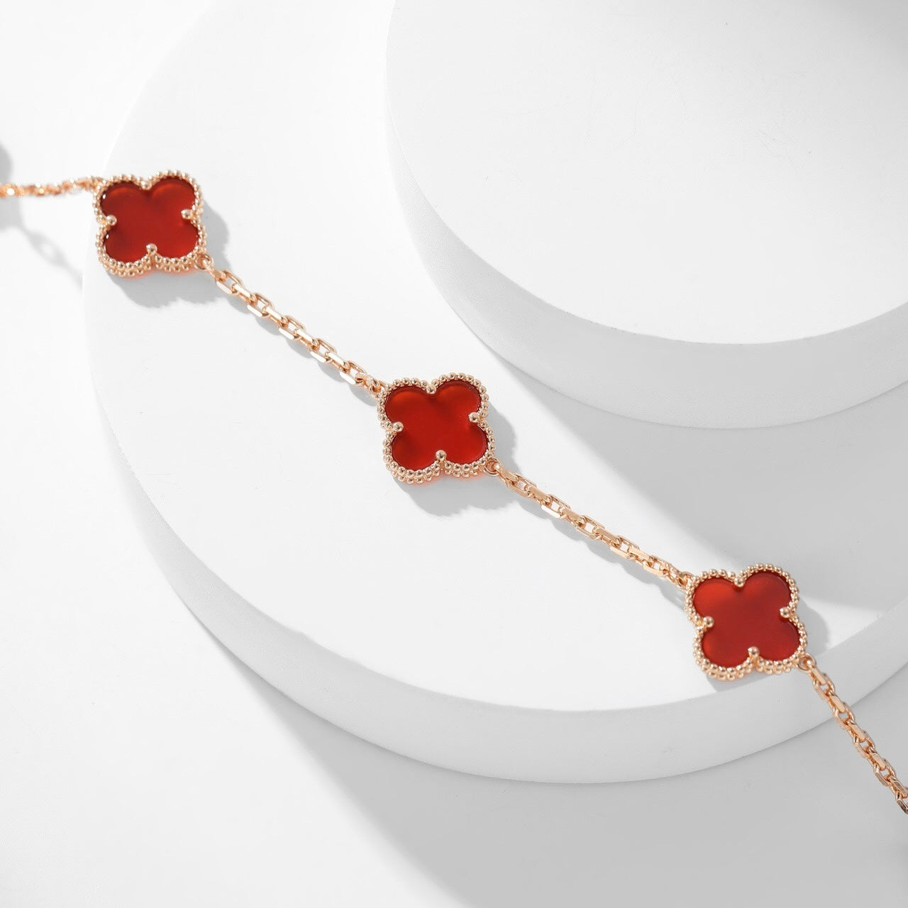 [CiCi]CLOVER 10 MOTIFS CARNELIAN NECKLACE