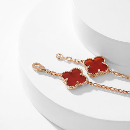 [CiCi]CLOVER 10 MOTIFS CARNELIAN NECKLACE