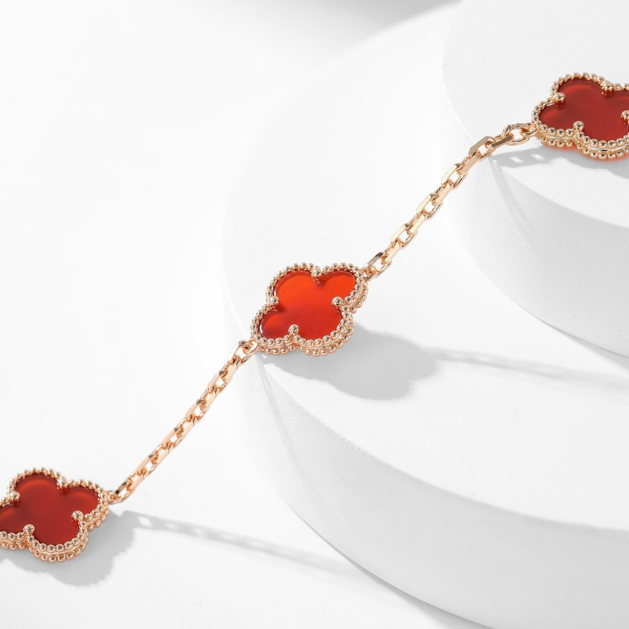 [CiCi]CLOVER 10 MOTIFS CARNELIAN NECKLACE