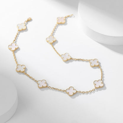 [CiCi]CLOVER 10 MOTIFS WHITE MOTHER OF PEARL NECKLACE