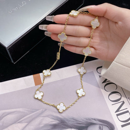 [CiCi]CLOVER 10 MOTIFS WHITE MOTHER OF PEARL NECKLACE