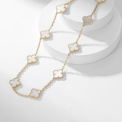 [CiCi]CLOVER 10 MOTIFS WHITE MOTHER OF PEARL NECKLACE