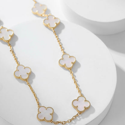 [CiCi]CLOVER 10 MOTIFS WHITE MOTHER OF PEARL NECKLACE