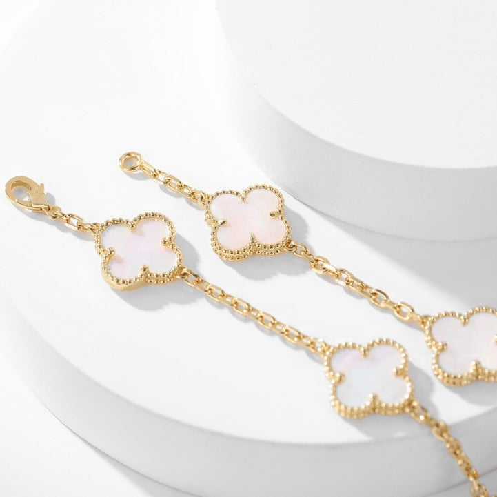 [CiCi]CLOVER 10 MOTIFS WHITE MOTHER OF PEARL NECKLACE