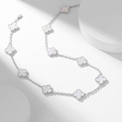 [CiCi]CLOVER 10 MOTIFS WHITE MOTHER OF PEARL NECKLACE