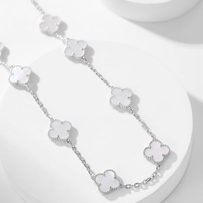 [CiCi]CLOVER 10 MOTIFS WHITE MOTHER OF PEARL NECKLACE