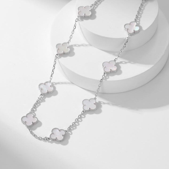 [CiCi]CLOVER 10 MOTIFS WHITE MOTHER OF PEARL NECKLACE
