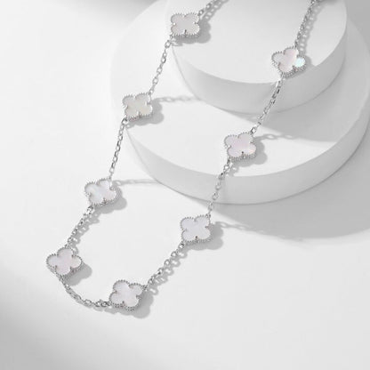 [CiCi]CLOVER 10 MOTIFS WHITE MOTHER OF PEARL NECKLACE