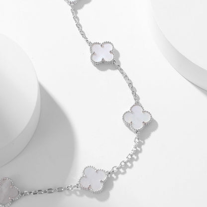 [CiCi]CLOVER 10 MOTIFS WHITE MOTHER OF PEARL NECKLACE