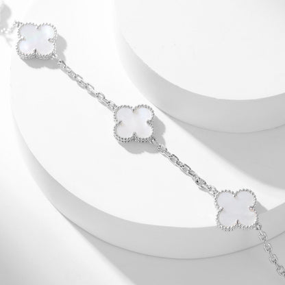 [CiCi]CLOVER 10 MOTIFS WHITE MOTHER OF PEARL NECKLACE