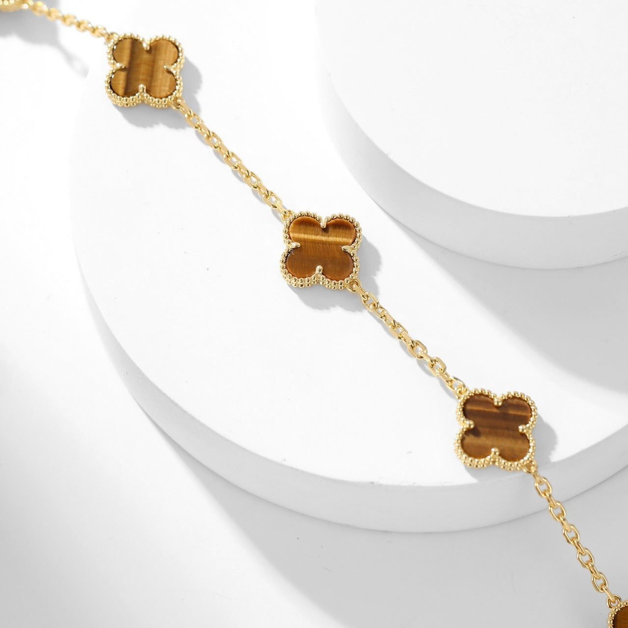[CiCi]CLOVER 10 MOTIFS TIGER EYE NECKLACE