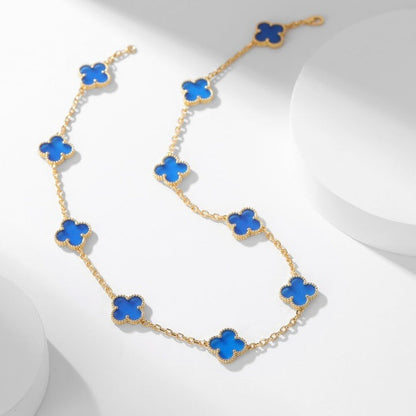 [CiCi]CLOVER 10 MOTIFS BLUE AGATE NECKLACE