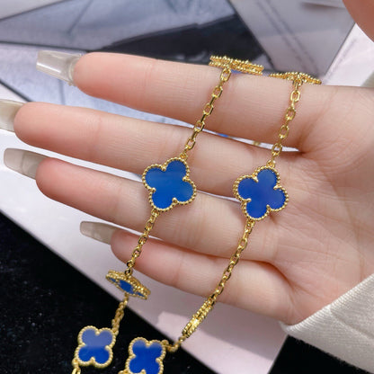 [CiCi]CLOVER 10 MOTIFS BLUE AGATE NECKLACE